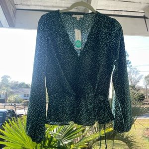 NWT Nine Britton Faux Wrapped Blouse